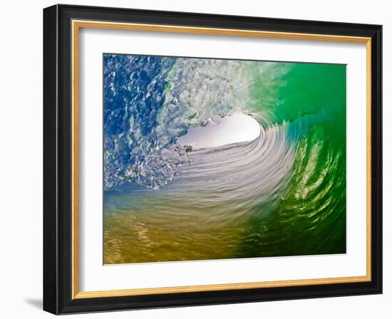 Green Room-Beautiful green pitching wave, Hawaii-Mark A Johnson-Framed Photographic Print