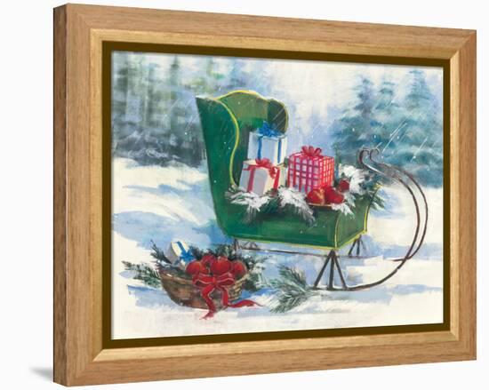 Green Sleigh-Carol Rowan-Framed Stretched Canvas