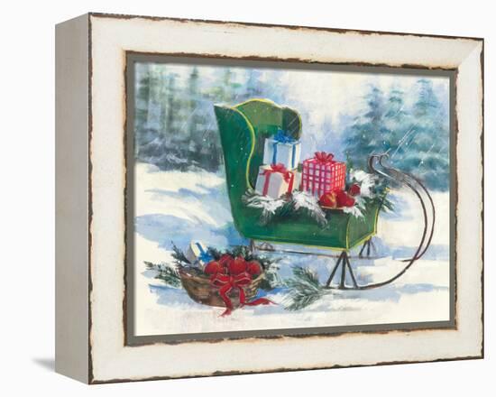 Green Sleigh-Carol Rowan-Framed Stretched Canvas