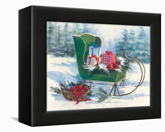 Green Sleigh-Carol Rowan-Framed Stretched Canvas