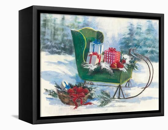 Green Sleigh-Carol Rowan-Framed Stretched Canvas