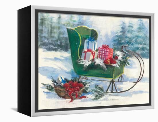 Green Sleigh-Carol Rowan-Framed Stretched Canvas