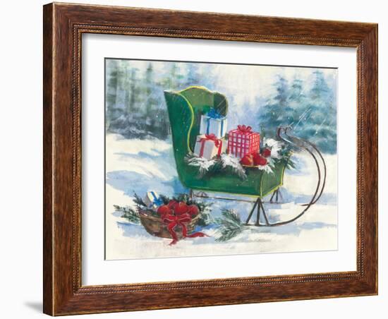 Green Sleigh-Carol Rowan-Framed Art Print