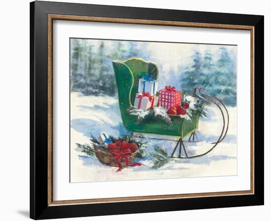 Green Sleigh-Carol Rowan-Framed Art Print