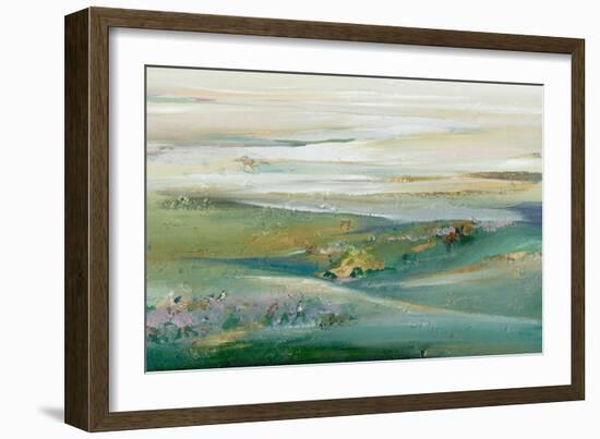 Green Sunset Pasture-null-Framed Art Print