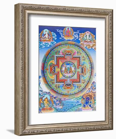 Green Tara Mandala depicting the maternal protector from all dangers in the ocean of existence-Nepalese School-Framed Premium Giclee Print