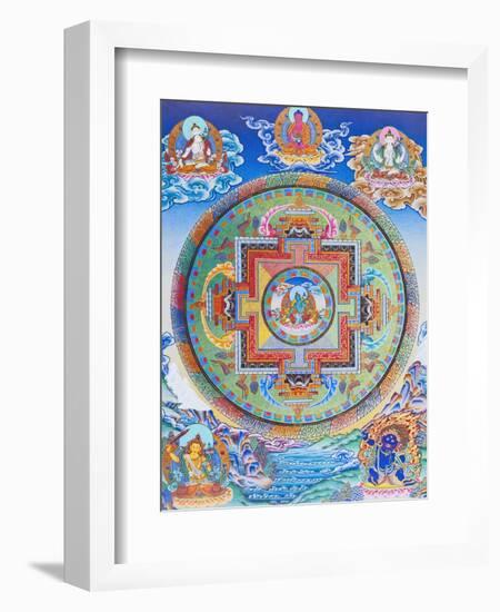 Green Tara Mandala depicting the maternal protector from all dangers in the ocean of existence-Nepalese School-Framed Premium Giclee Print