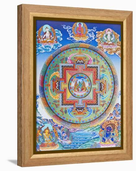 Green Tara Mandala depicting the maternal protector from all dangers in the ocean of existence-Nepalese School-Framed Premier Image Canvas