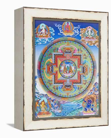 Green Tara Mandala depicting the maternal protector from all dangers in the ocean of existence-Nepalese School-Framed Premier Image Canvas