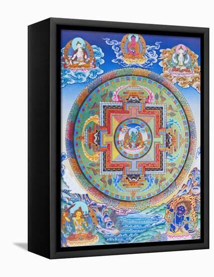 Green Tara Mandala depicting the maternal protector from all dangers in the ocean of existence-Nepalese School-Framed Premier Image Canvas