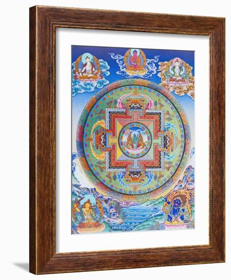 Green Tara Mandala depicting the maternal protector from all dangers in the ocean of existence-Nepalese School-Framed Giclee Print