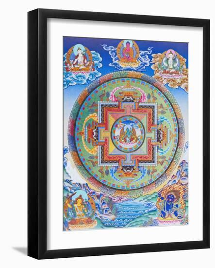 Green Tara Mandala depicting the maternal protector from all dangers in the ocean of existence-Nepalese School-Framed Giclee Print