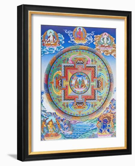 Green Tara Mandala depicting the maternal protector from all dangers in the ocean of existence-Nepalese School-Framed Giclee Print