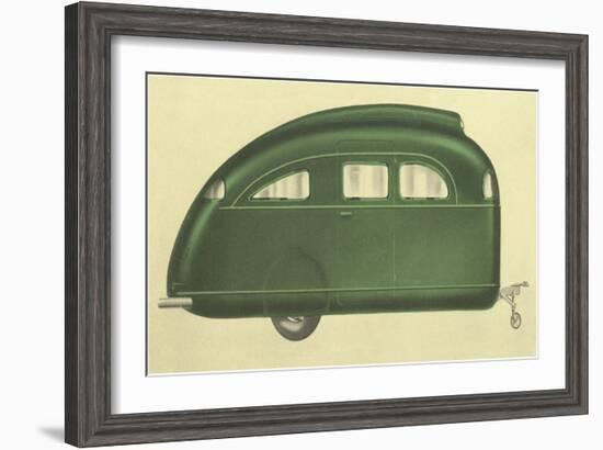 Green Tear-Drop Travel Trailer-null-Framed Art Print