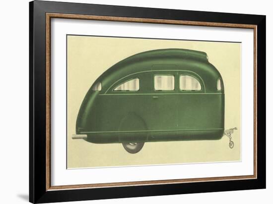 Green Tear-Drop Travel Trailer-null-Framed Art Print