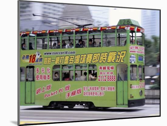 Green Tram, Central, Hong Kong Island, Hong Kong, China-Amanda Hall-Mounted Photographic Print