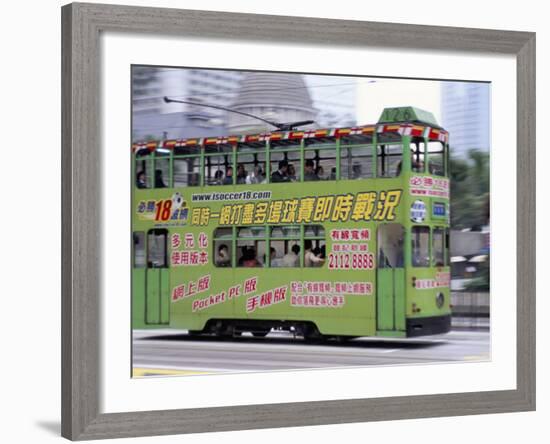 Green Tram, Central, Hong Kong Island, Hong Kong, China-Amanda Hall-Framed Photographic Print