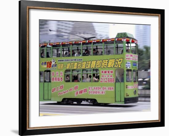 Green Tram, Central, Hong Kong Island, Hong Kong, China-Amanda Hall-Framed Photographic Print