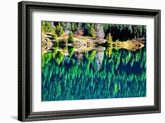 Green Trees Gold Lake Reflection Snoqualmie Pass, Washington State-William Perry-Framed Photographic Print
