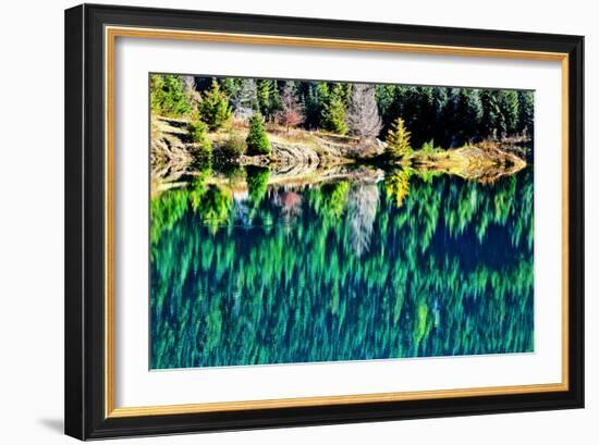 Green Trees Gold Lake Reflection Snoqualmie Pass, Washington State-William Perry-Framed Photographic Print