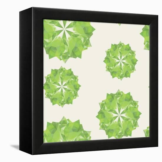 Green Triangle Crystal Seamless-Little_cuckoo-Framed Stretched Canvas