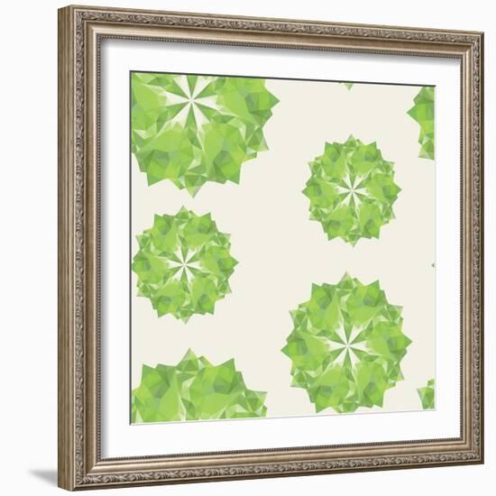 Green Triangle Crystal Seamless-Little_cuckoo-Framed Art Print