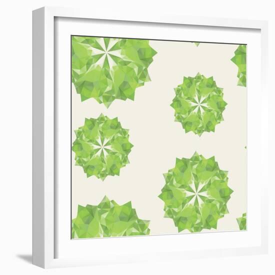 Green Triangle Crystal Seamless-Little_cuckoo-Framed Art Print