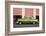 Green vintage American car parked in front of cafe, Cienfuegos, Cuba-Ed Hasler-Framed Photographic Print