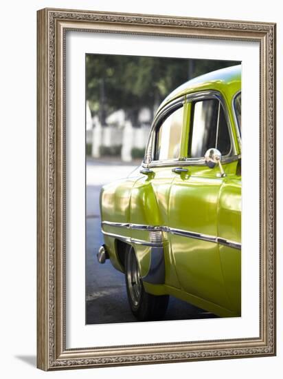 Green Vintage American Car Parked on a Street in Havana Centro-Lee Frost-Framed Photographic Print
