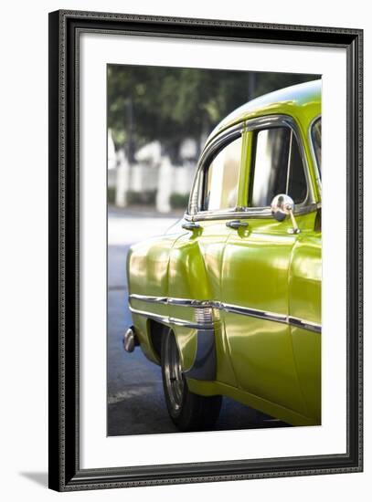 Green Vintage American Car Parked on a Street in Havana Centro-Lee Frost-Framed Photographic Print