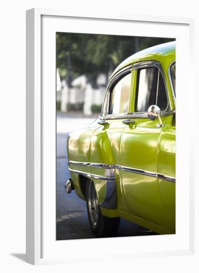 Green Vintage American Car Parked on a Street in Havana Centro-Lee Frost-Framed Photographic Print