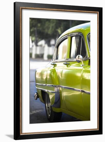 Green Vintage American Car Parked on a Street in Havana Centro-Lee Frost-Framed Photographic Print