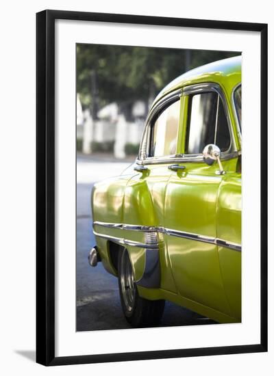 Green Vintage American Car Parked on a Street in Havana Centro-Lee Frost-Framed Photographic Print