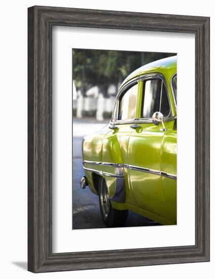 Green Vintage American Car Parked on a Street in Havana Centro-Lee Frost-Framed Photographic Print