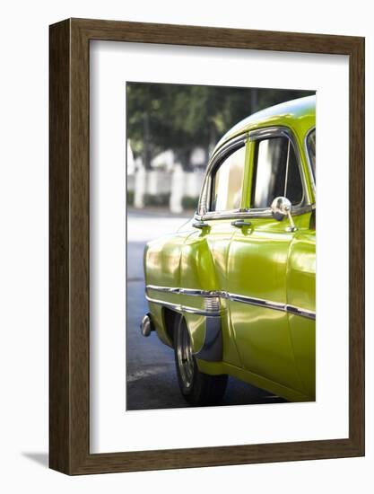 Green Vintage American Car Parked on a Street in Havana Centro-Lee Frost-Framed Photographic Print