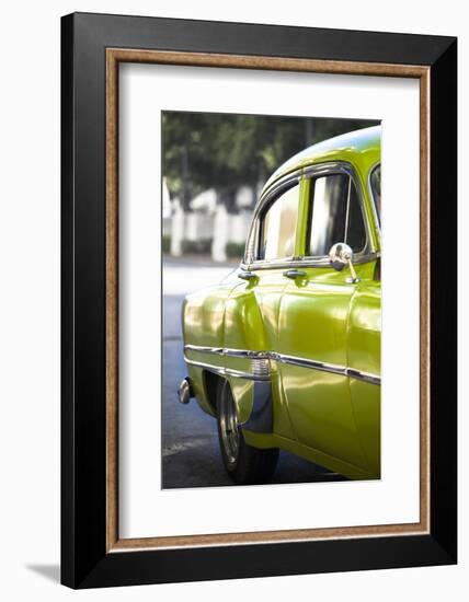 Green Vintage American Car Parked on a Street in Havana Centro-Lee Frost-Framed Photographic Print