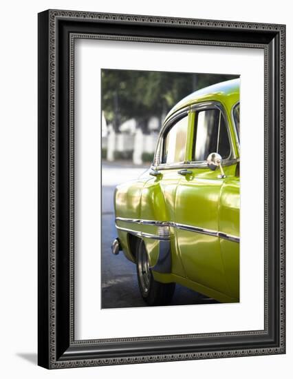 Green Vintage American Car Parked on a Street in Havana Centro-Lee Frost-Framed Photographic Print