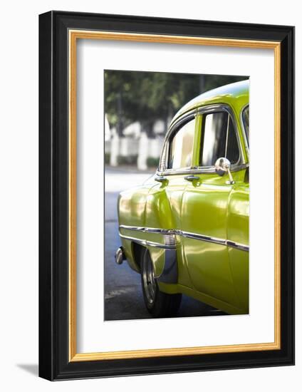 Green Vintage American Car Parked on a Street in Havana Centro-Lee Frost-Framed Photographic Print