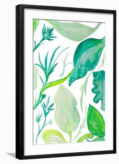 Green Water Leaves II-Kat Papa-Framed Premium Giclee Print