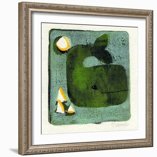 Green Whale Monoprint-Wyanne-Framed Premium Giclee Print