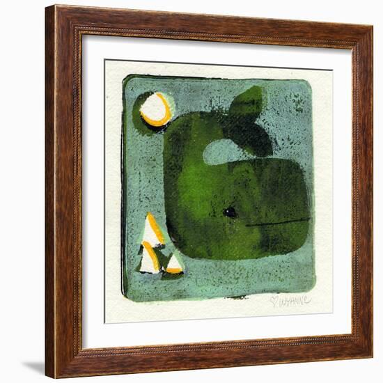 Green Whale Monoprint-Wyanne-Framed Giclee Print