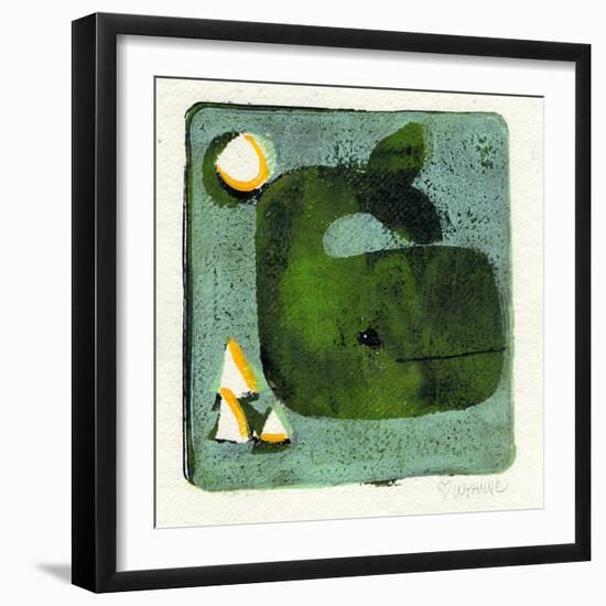 Green Whale Monoprint-Wyanne-Framed Giclee Print