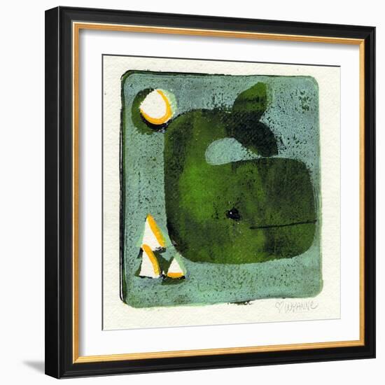 Green Whale Monoprint-Wyanne-Framed Giclee Print