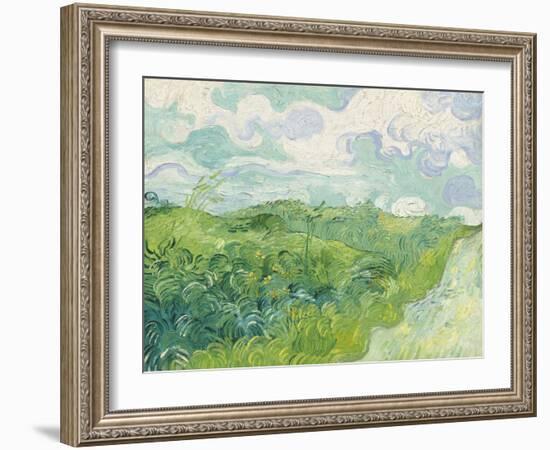 Green Wheat Fields, Auvers, by Vincent van Gogh, 1890, Dutch Post-Impressionist painting,-Vincent van Gogh-Framed Art Print