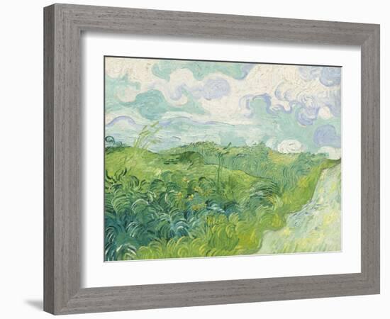 Green Wheat Fields, Auvers, by Vincent van Gogh, 1890, Dutch Post-Impressionist painting,-Vincent van Gogh-Framed Art Print