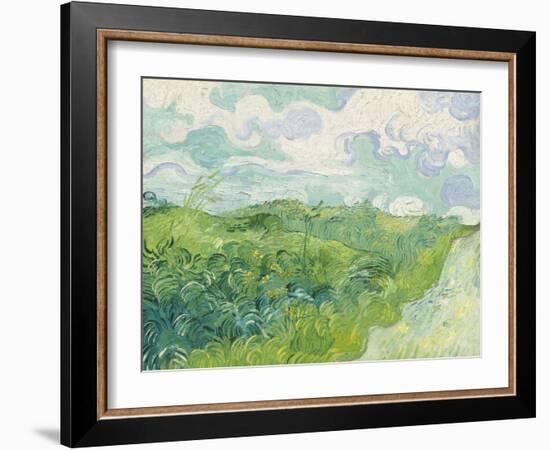 Green Wheat Fields, Auvers, by Vincent van Gogh, 1890, Dutch Post-Impressionist painting,-Vincent van Gogh-Framed Art Print