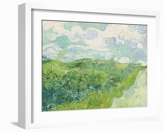 Green Wheat Fields, Auvers, by Vincent van Gogh, 1890, Dutch Post-Impressionist painting,-Vincent van Gogh-Framed Art Print