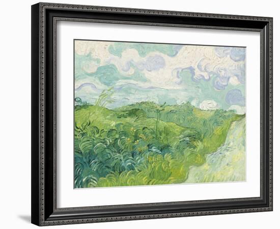 Green Wheat Fields, Auvers, by Vincent van Gogh, 1890, Dutch Post-Impressionist painting,-Vincent van Gogh-Framed Art Print