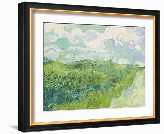 Green Wheat Fields, Auvers, by Vincent van Gogh, 1890, Dutch Post-Impressionist painting,-Vincent van Gogh-Framed Art Print