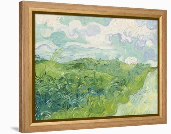 Green Wheat Fields, Auvers, by Vincent van Gogh, 1890, Dutch Post-Impressionist painting,-Vincent van Gogh-Framed Stretched Canvas